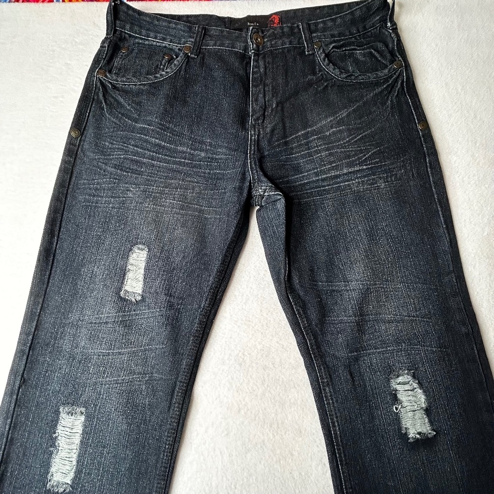 Agile Mens Straight-leg Straight Jeans Pants Gray Blue Size 34